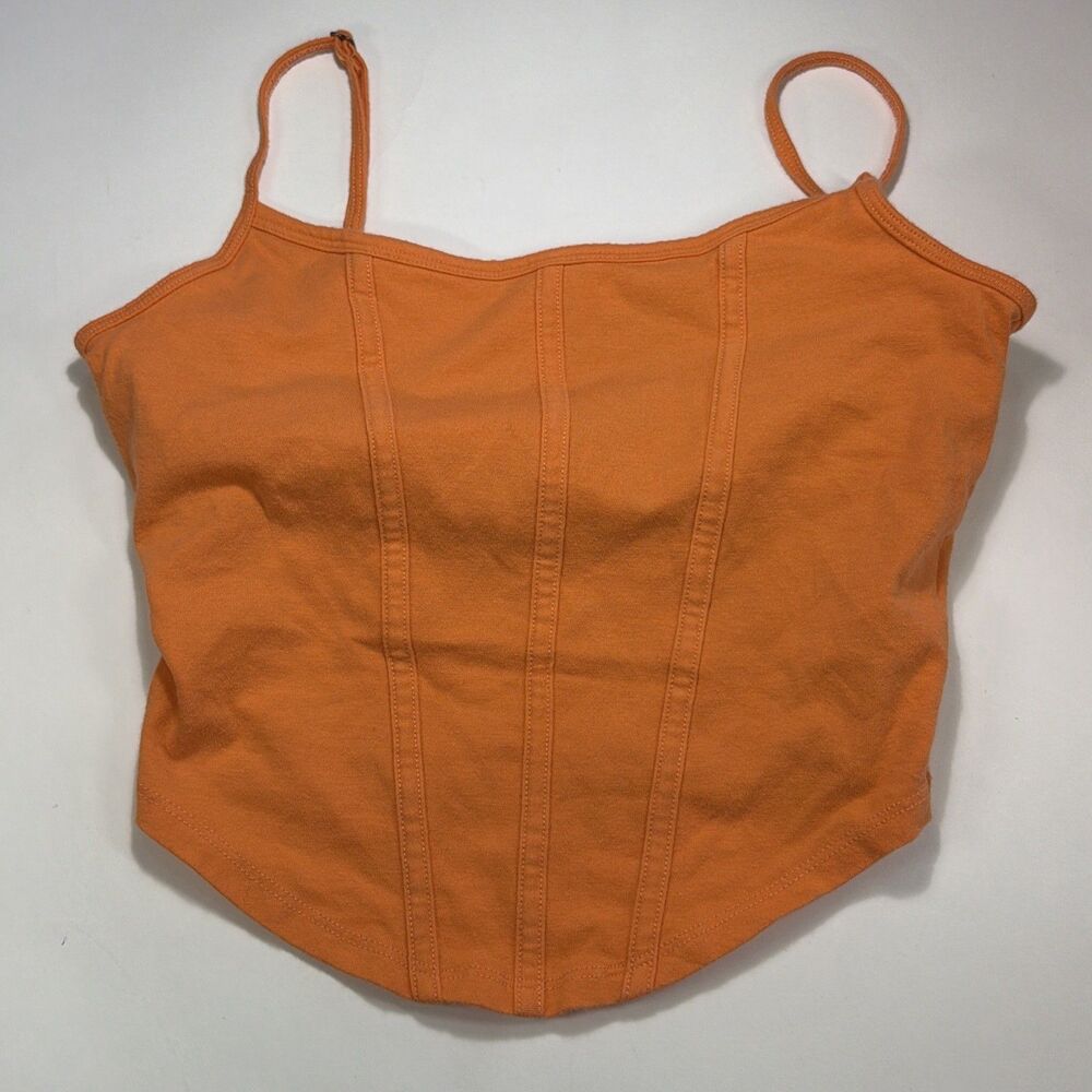 Hollister Women’s Cropped Orange Tank With Built In Shelf Bra Size Small